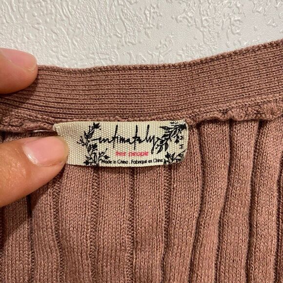 Free People Intimately Ribbed Knit Button Vest Tank Top Brown Size M - Picture 3 of 6